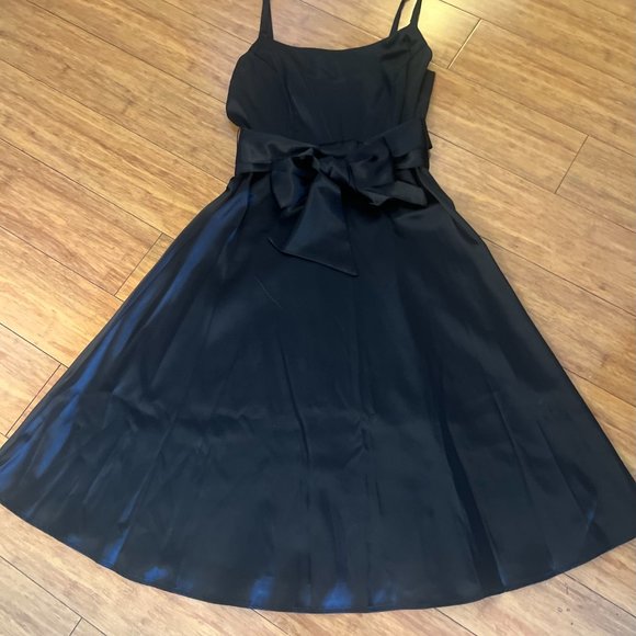 Classic Cocktail Dress, Black Satin, Size 8, Robin Jordan - Picture 3 of 6